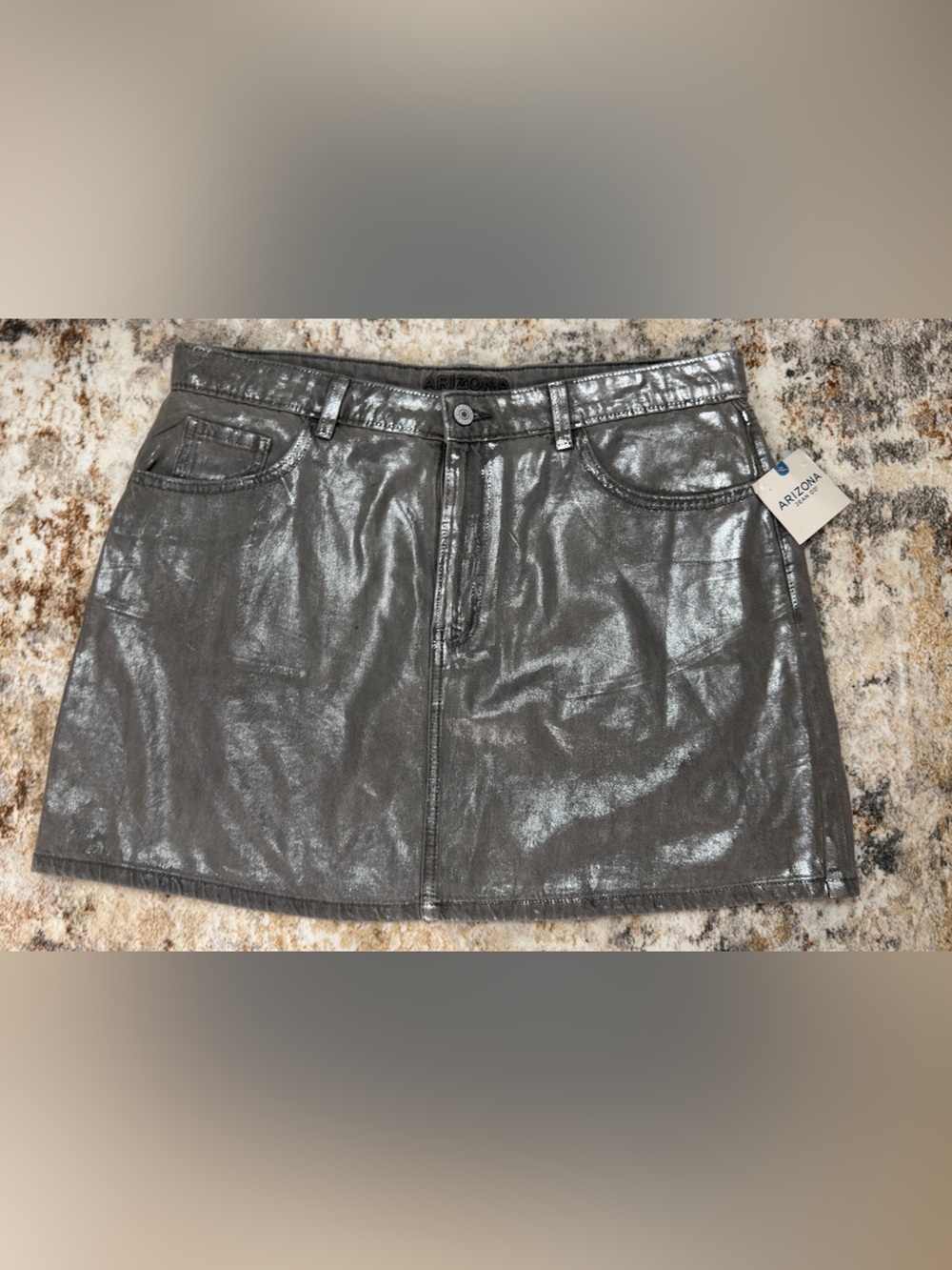 Arizona Jean Company Shimmering Silver Mini Skirt